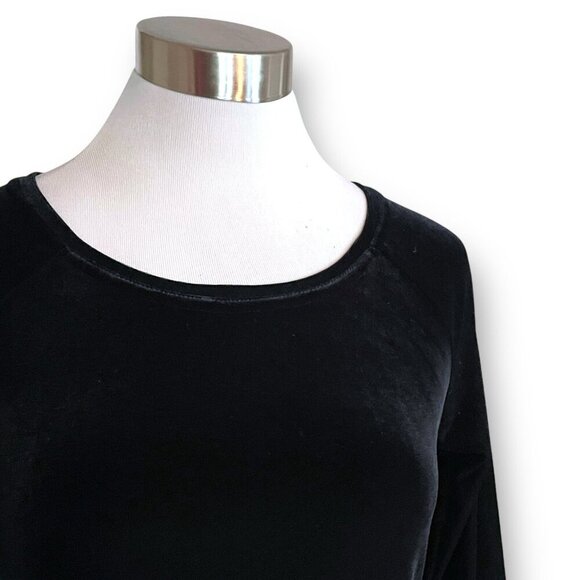 Vintage 90s Moda Intl Skater Dress XS Black Stretch Velvet Velour Goth Witchcore - Picture 4 of 6